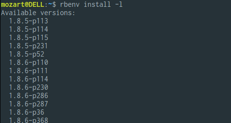ruby available versions